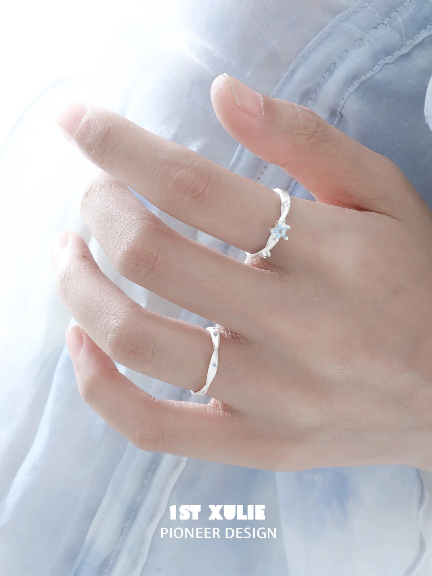 1ST XULIE Jewelry "Silver Angel" Twisted Zirconia Starlight Ring in 925 Sterling Silver - Side View