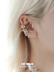 1ST XULIE Jewelry "Lace Rose" Vintage Bow Ear Cuffs in 18K Gold Plated - On Model