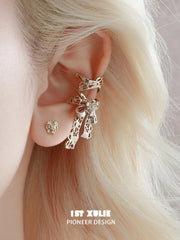 1ST XULIE Jewelry "Lace Rose" Vintage Bow Ear Cuffs in 18K Gold Plated - Side View