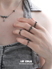 1ST XULIE Jewelry "FALLEN ANGEL" Vintage Fallen Angel Cross Ring in 925 Sterling Silver - Product View