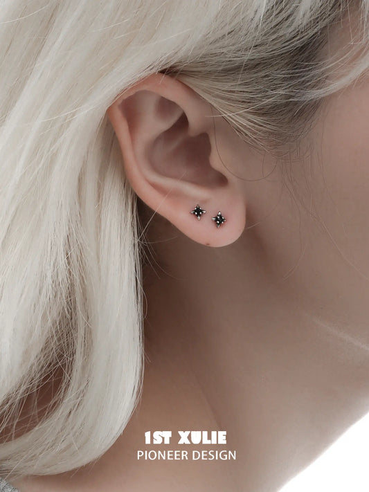 1ST XULIE Jewelry "FALLEN ANGEL" Vintage Fallen Angel Cross Stud Earrings in Brass - Detail Shot