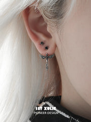 1ST XULIE Jewelry "FALLEN ANGEL" Vintage Fallen Angel Cross Stud Earrings in Brass - Product View