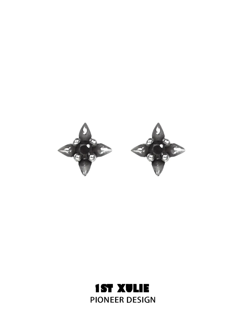 1ST XULIE Jewelry "FALLEN ANGEL" Vintage Fallen Angel Cross Stud Earrings in Brass - On Model