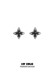 1ST XULIE Jewelry "FALLEN ANGEL" Vintage Fallen Angel Cross Stud Earrings in Brass - On Model