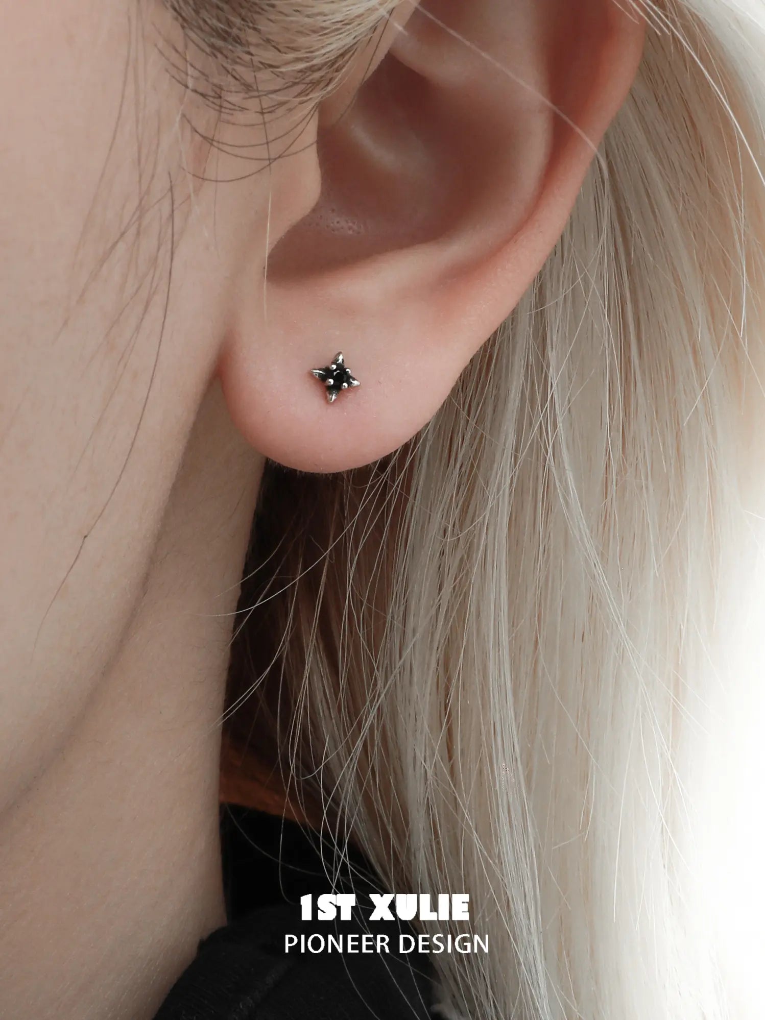 1ST XULIE Jewelry "FALLEN ANGEL" Vintage Fallen Angel Cross Stud Earrings in Brass - Texture