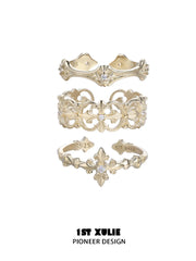 1ST XULIE Jewelry "Bastet" Vintage Fleur-de-lis Adjustable Ring in 925 Sterling Silver - Angle View 2