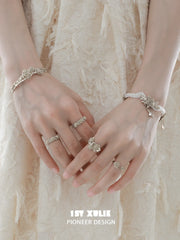 1ST XULIE Jewelry "Lace Rose" Vintage Floral Charm Bracelet in 18K Gold Plated - Product View