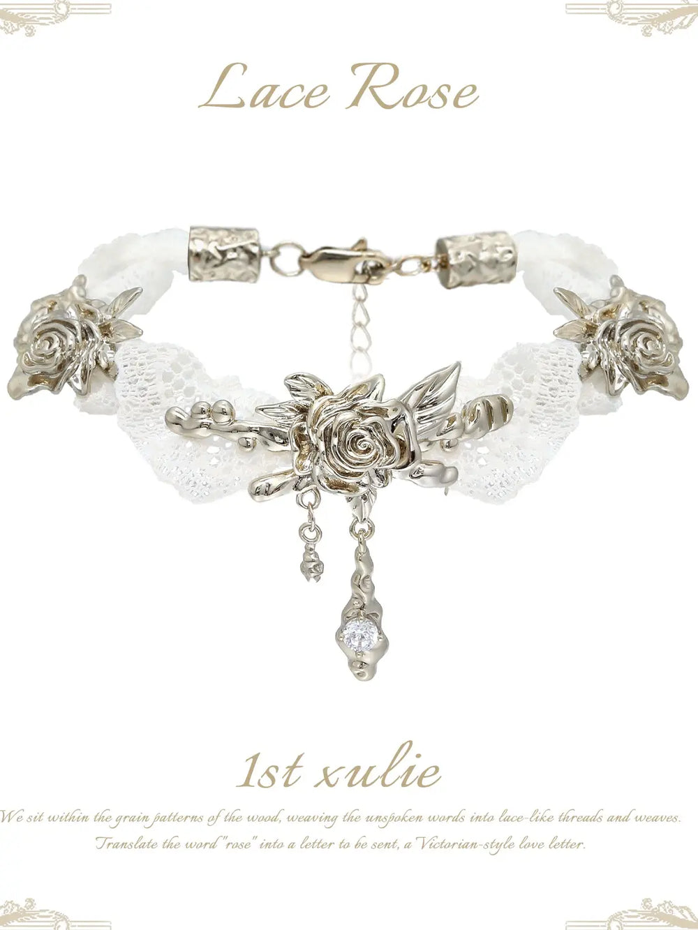 1ST XULIE Jewelry "Lace Rose" Vintage Floral Charm Bracelet in 18K Gold Plated - Packaging View