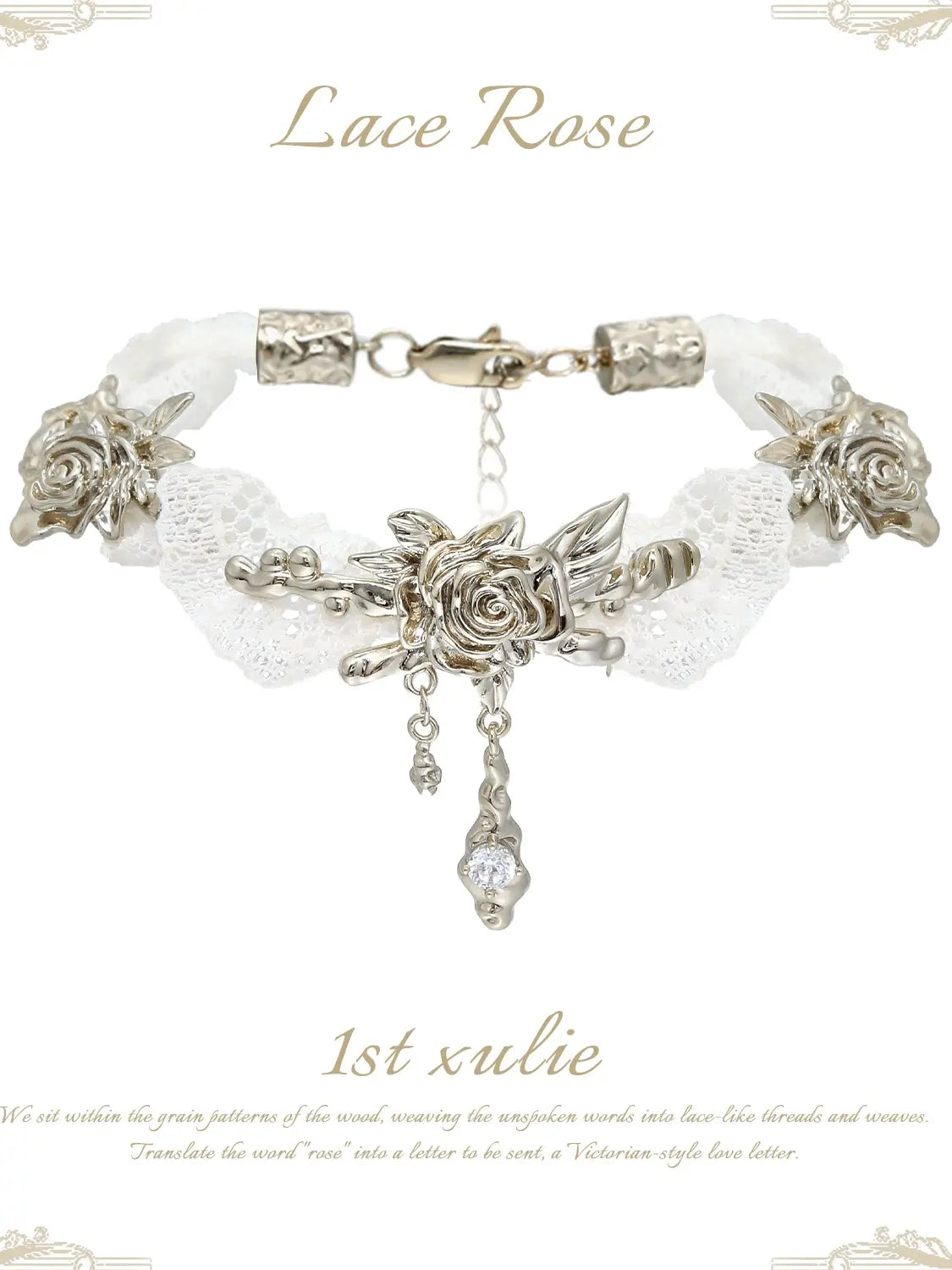 1ST XULIE Jewelry "Lace Rose" Vintage Floral Charm Bracelet in 18K Gold Plated - Packaging View