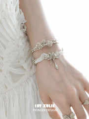 1ST XULIE Jewelry "Lace Rose" Vintage Floral Charm Bracelet in 18K Gold Plated - Side View