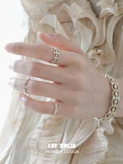 1ST XULIE Jewelry "Bastet" Vintage Iris Adjustable Pinky Ring in 925 Sterling Silver - Product View