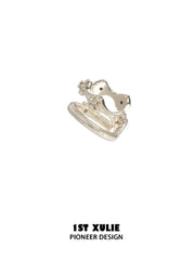"Bastet" Platinum Plated Vintage Iris Ear Cuffs, Statement Cartilage Earrings - Image 14