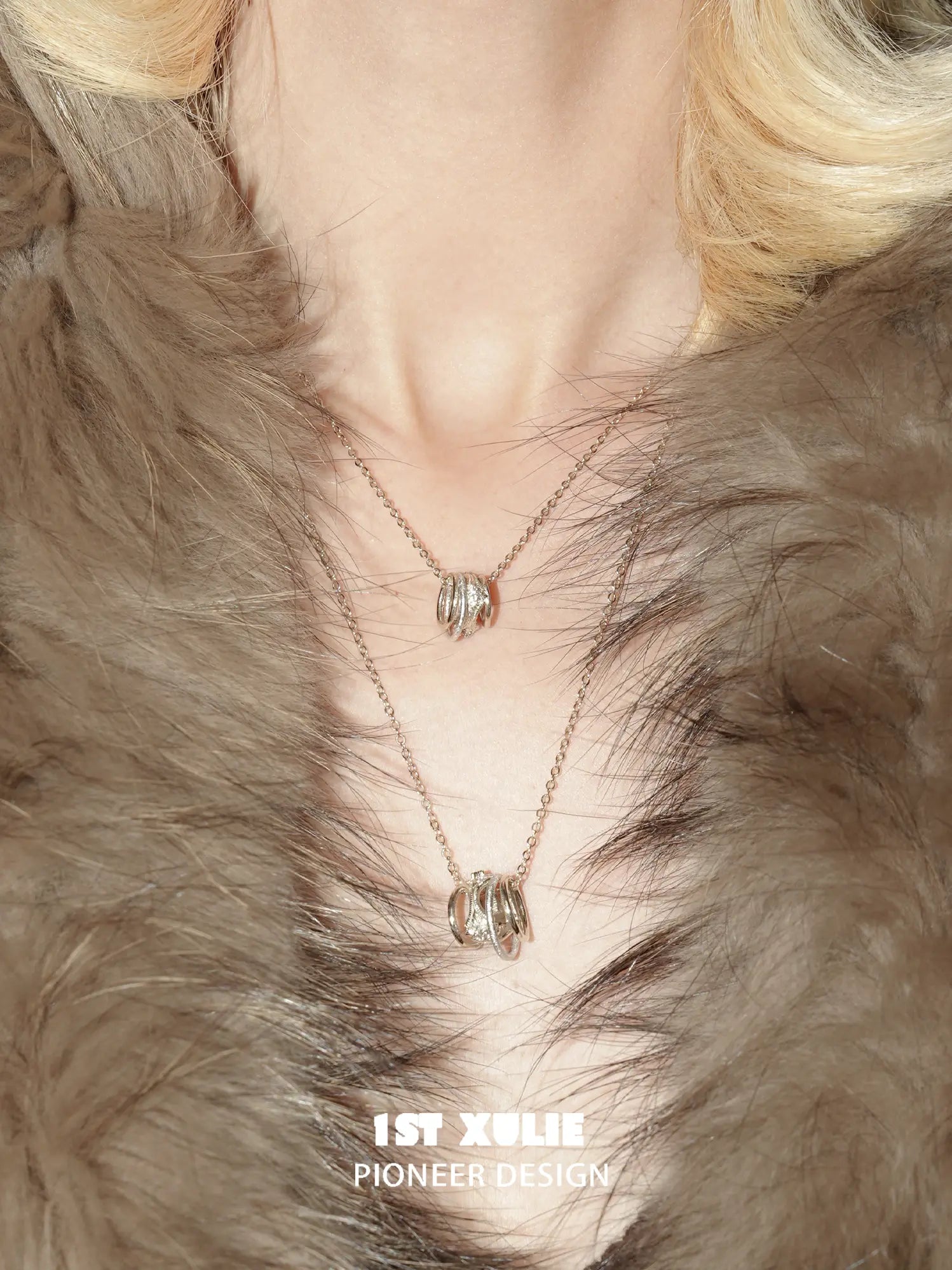 1ST XULIE Jewelry "Bastet" Vintage Iris Zirconia Pendant Necklace in 18K Gold Plated Brass - Angle View 1
