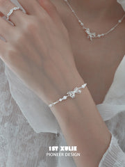 1ST XULIE Jewelry "STARLIGHT LACE" Vintage Lace Bowknot Bracelet in 925 Sterling Silver - Side View