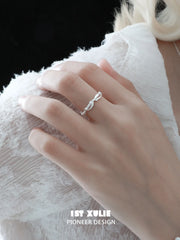 1ST XULIE Jewelry "STARLIGHT LACE" Vintage Lace Bowknot Ring in 925 Sterling Silver - On Model