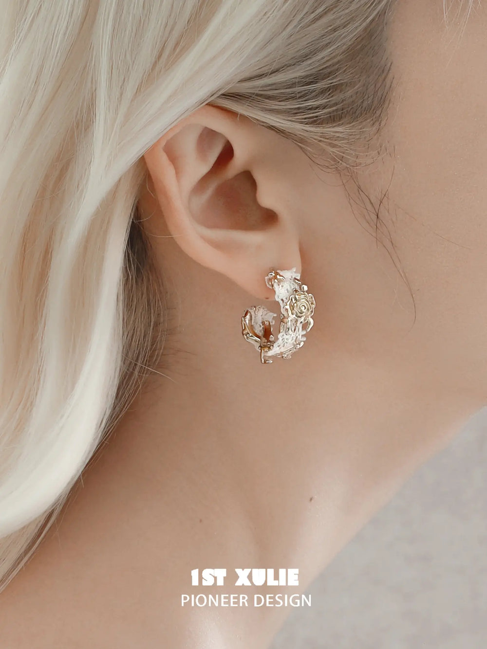 1ST XULIE Jewelry "Lace Rose" Vintage Woven Flower Drop Earrings in 18K Gold Plated - Packaging View