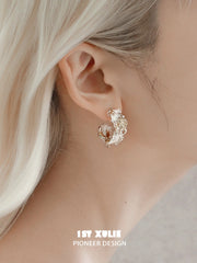 1ST XULIE Jewelry "Lace Rose" Vintage Woven Flower Drop Earrings in 18K Gold Plated - Packaging View