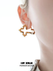 1ST XULIE Jewelry "Bastet" Vintage Zirconia Iris Cross Statement Stud Earrings - Angle 1