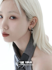 1ST XULIE Jewelry "Bastet" Vintage Zirconia Iris Cross Statement Stud Earrings - Lifestyle Shot