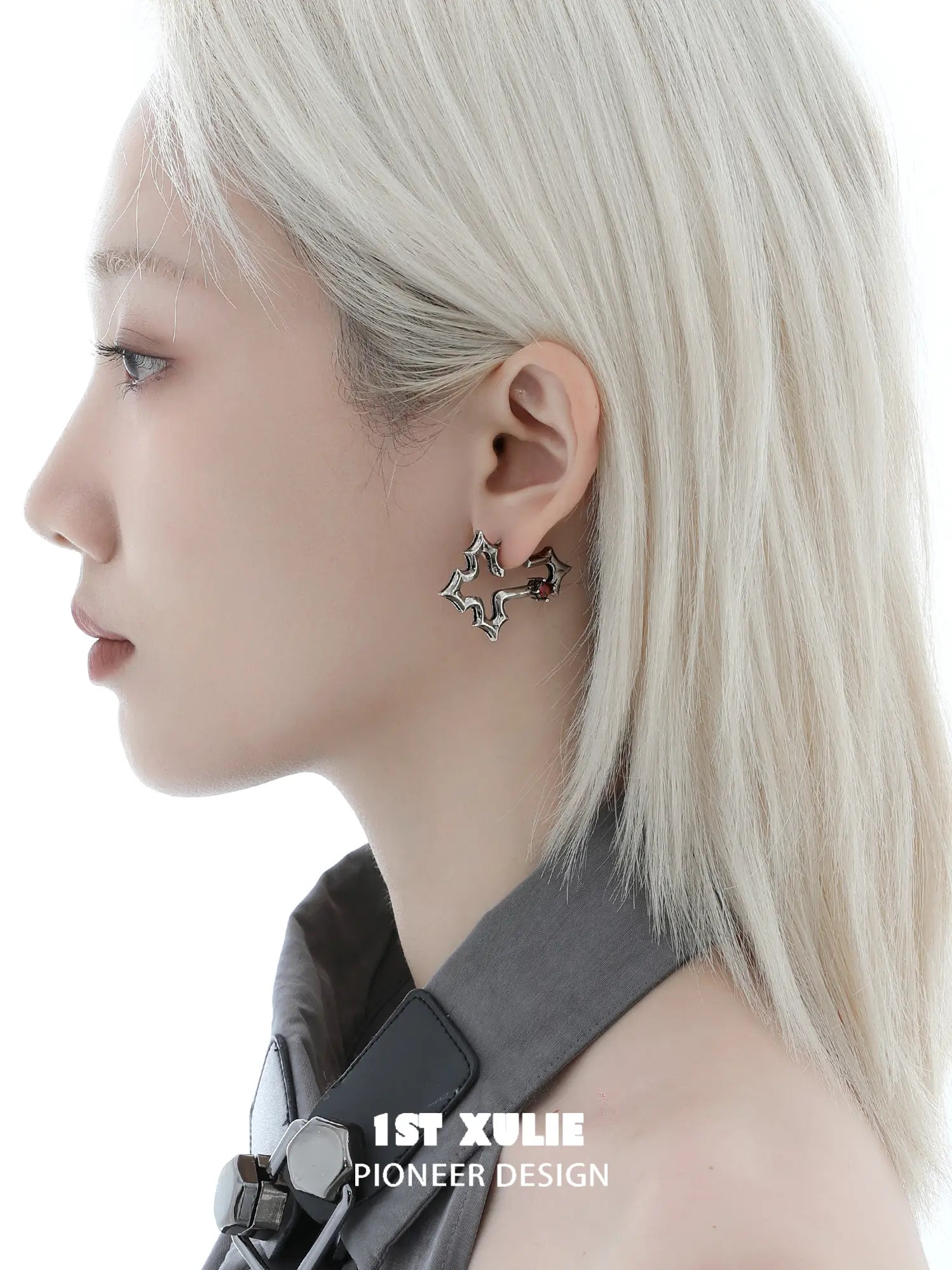 1ST XULIE Jewelry "Bastet" Vintage Zirconia Iris Cross Statement Stud Earrings - Product View