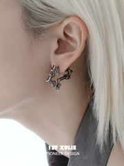 1ST XULIE Jewelry "Bastet" Vintage Zirconia Iris Cross Statement Stud Earrings - On Model