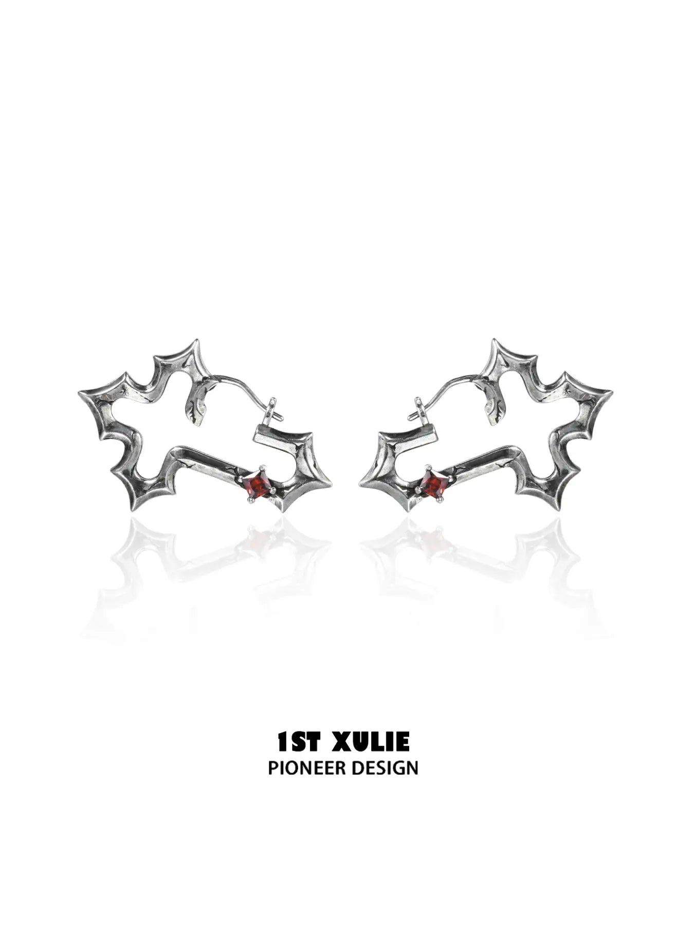 1ST XULIE Jewelry "Bastet" Vintage Zirconia Iris Cross Statement Stud Earrings - Size Comparison