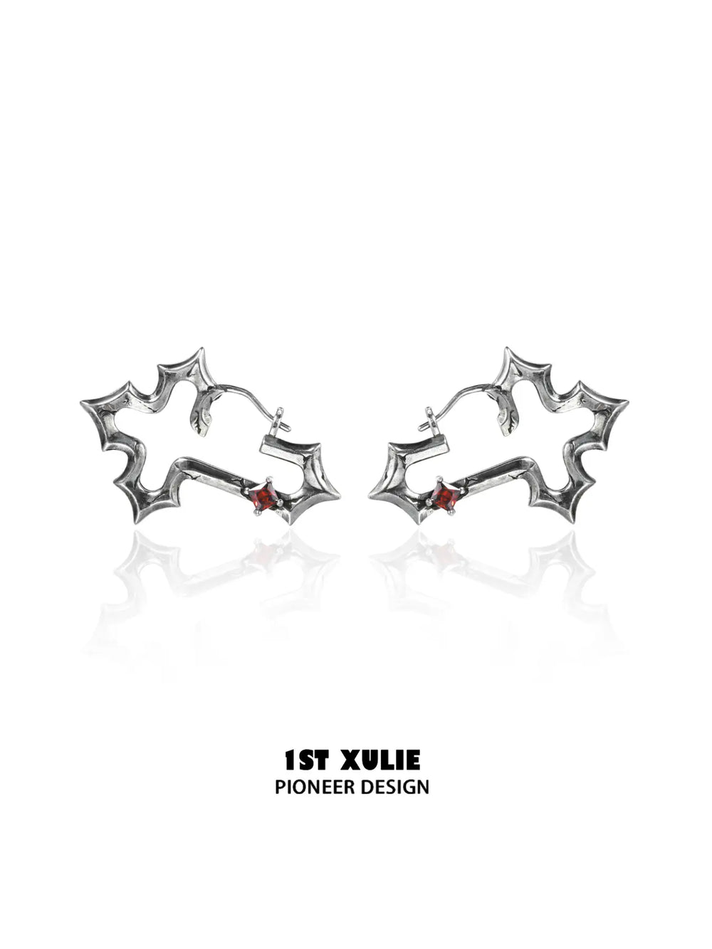 1ST XULIE Jewelry "Bastet" Vintage Zirconia Iris Cross Statement Stud Earrings - Size Comparison