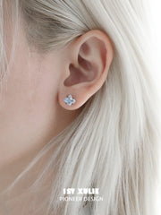 1ST XULIE Jewelry "Snake Bite" Zircon Rhombus Snake Stud Earrings in 925 Sterling Silver - Angle 1