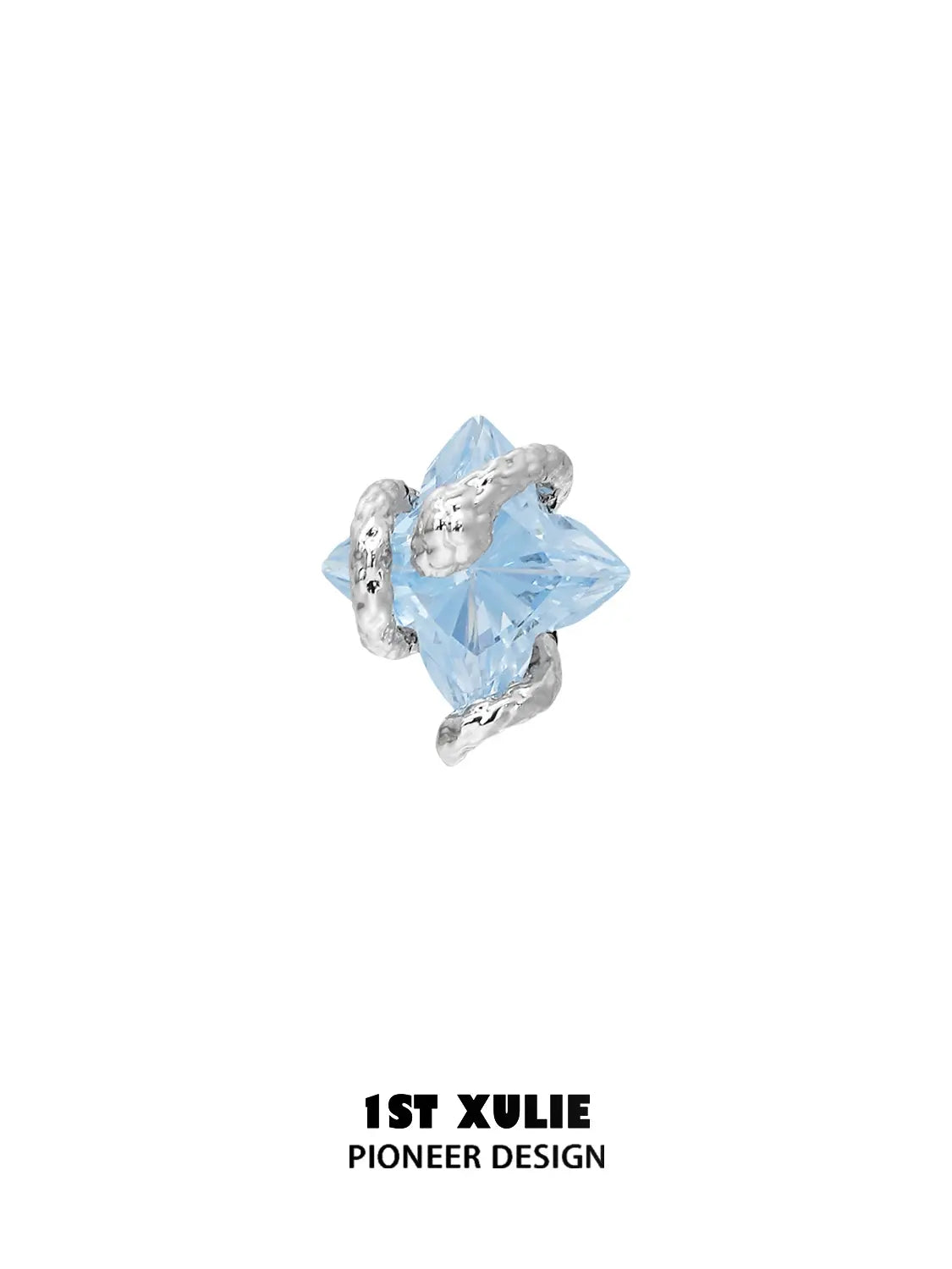 1ST XULIE Jewelry "Snake Bite" Zircon Rhombus Snake Stud Earrings in 925 Sterling Silver - Lifestyle Shot