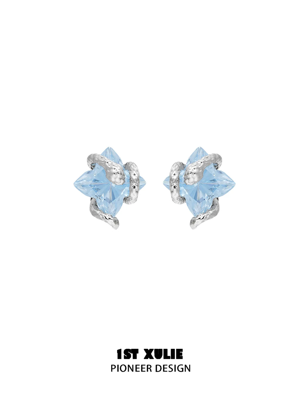 1ST XULIE Jewelry "Snake Bite" Zircon Rhombus Snake Stud Earrings in 925 Sterling Silver - Packaging View