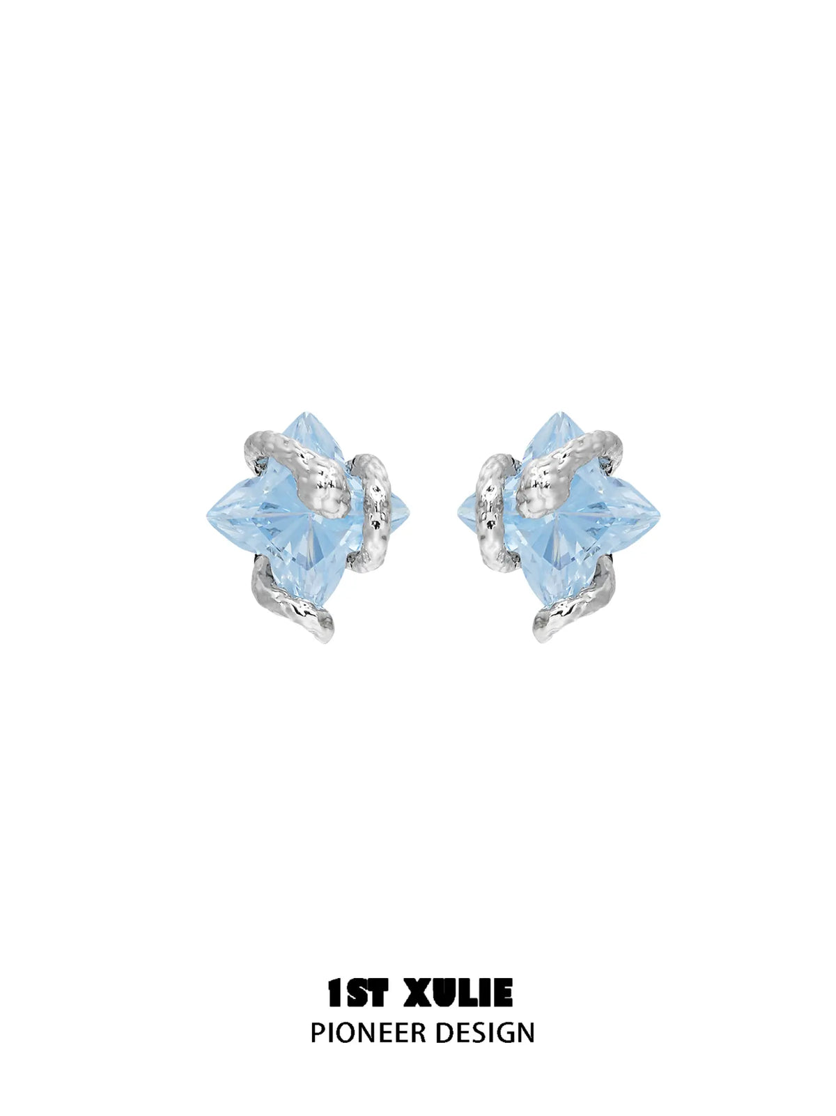 1ST XULIE Jewelry "Snake Bite" Zircon Rhombus Snake Stud Earrings in 925 Sterling Silver - Packaging View
