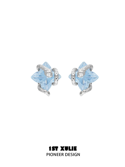 1ST XULIE Jewelry "Snake Bite" Zircon Rhombus Snake Stud Earrings in 925 Sterling Silver - Packaging View