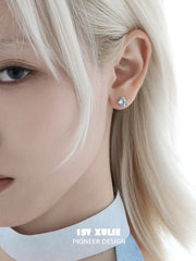 1ST XULIE Jewelry "Snake Bite" Zircon Rhombus Snake Stud Earrings in 925 Sterling Silver - Texture