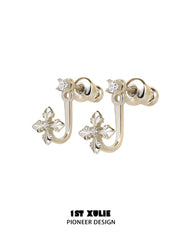 1ST XULIE Jewelry "Bastet" Zirconia Iris Floral Stud Earrings in 18K Gold Plated Brass - Packaging View