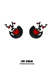 "VINYL" Platinum Plated Music Themed Vinyl Record Stud Earrings