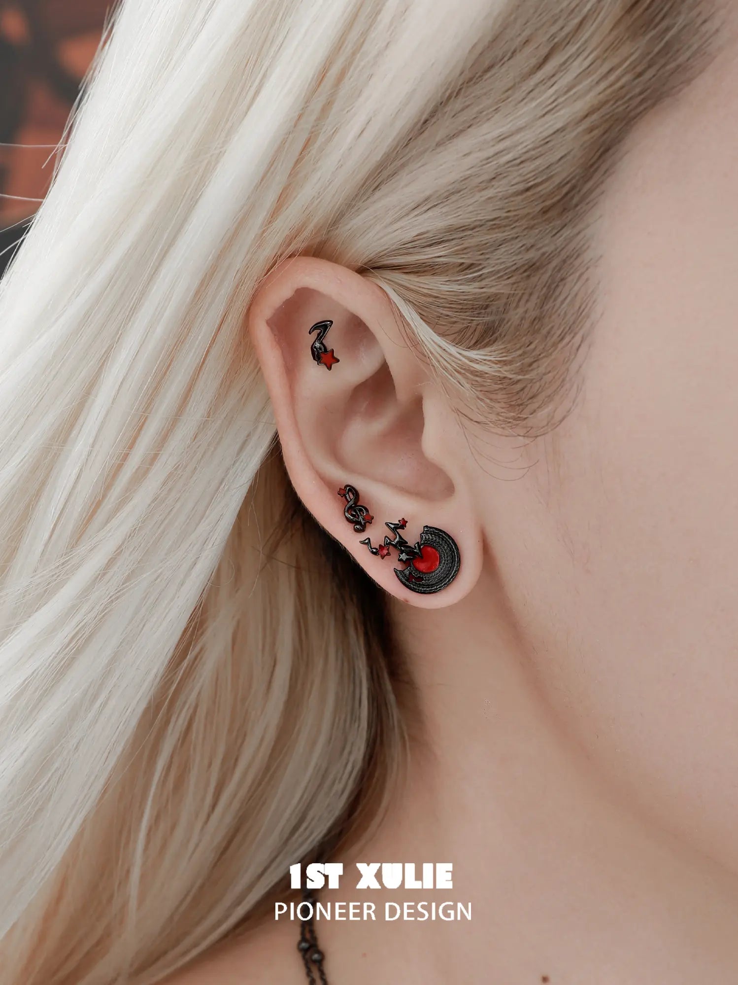 "VINYL" Platinum Plated Music Themed Vinyl Record Stud Earrings