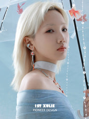 "THE SEA" Rhodium Plated 3D Resin Summer Goldfish Ear Cuffs, Non-Pierced Earrings - Image 11