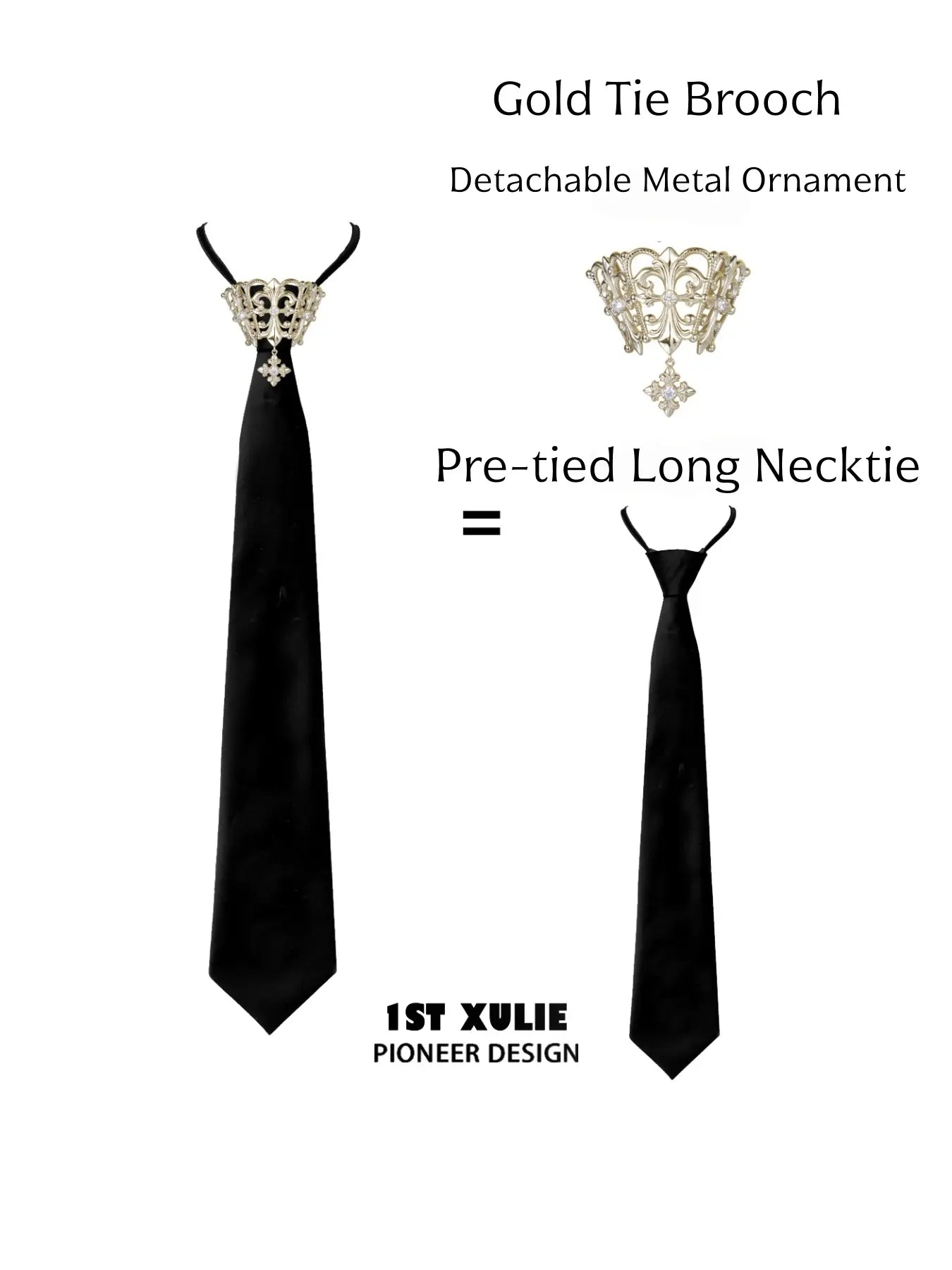 "Bastet" 18K Gold Plated Fleur-de-Lis Tie Brooch