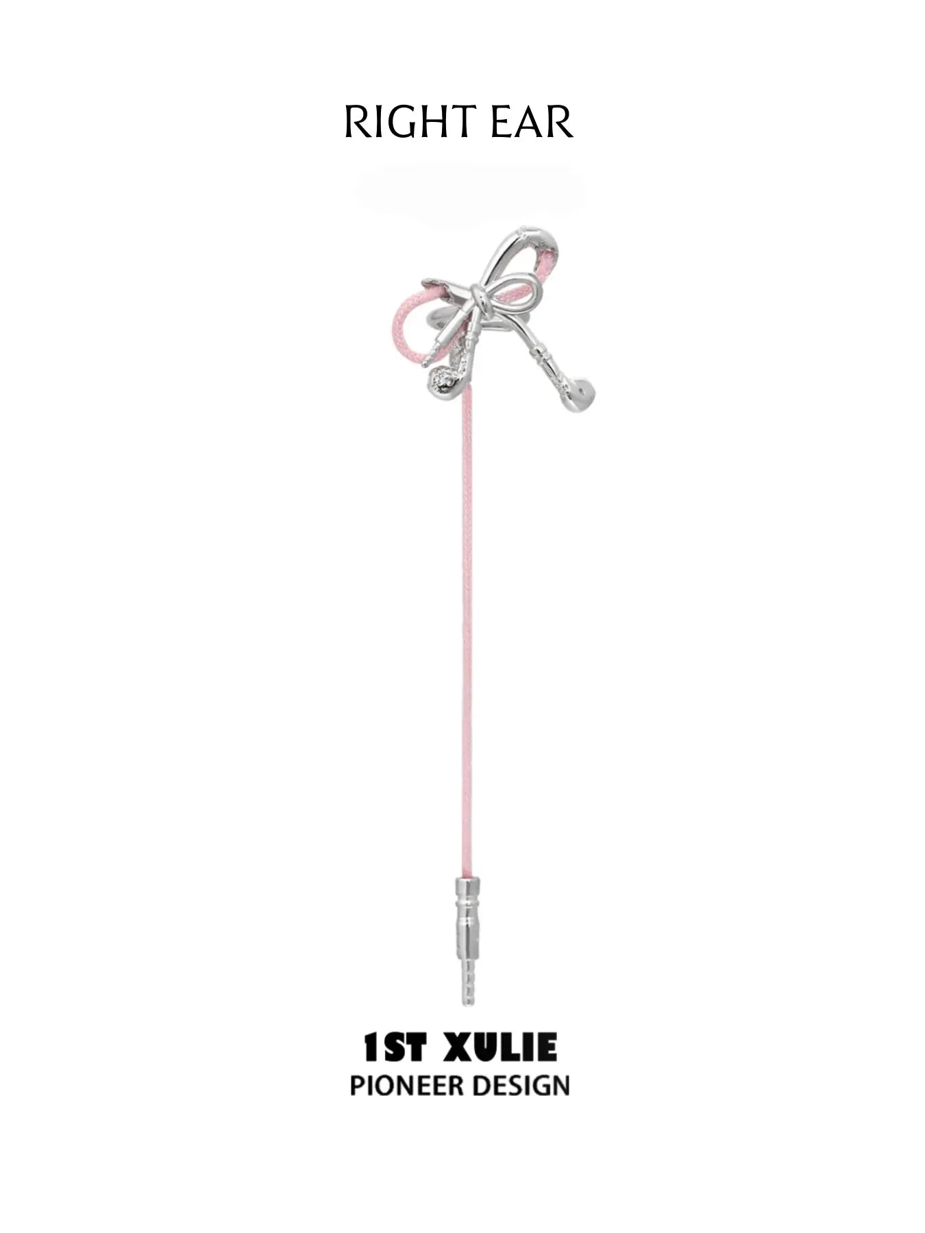 "MILLENNIUM SIGNAL" Platinum Plated Y2K Earphone Bow Ear Cuffs, Asymmetrical Statement Earrings - Image 14