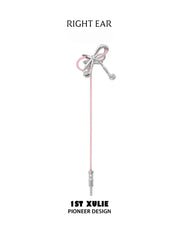 "MILLENNIUM SIGNAL" Platinum Plated Y2K Earphone Bow Ear Cuffs, Asymmetrical Statement Earrings - Image 14