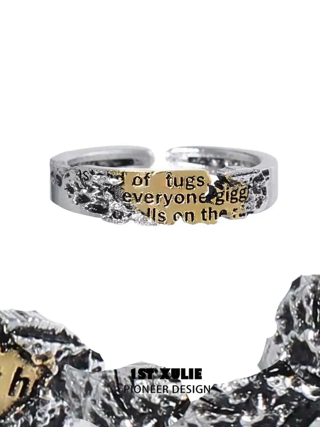 "Immortal Lover" 925 Sterling Silver Adjustable Statement Love Letter Ring