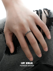 Irises 925 Sterling Silver Oxidized Open Adjustable Cross Bangle™