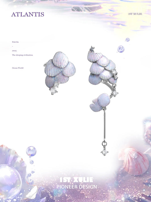 ATLANTIS 18K Platinum Plating Ocean World Fish Scale Ear Cuff Ear Clips™
