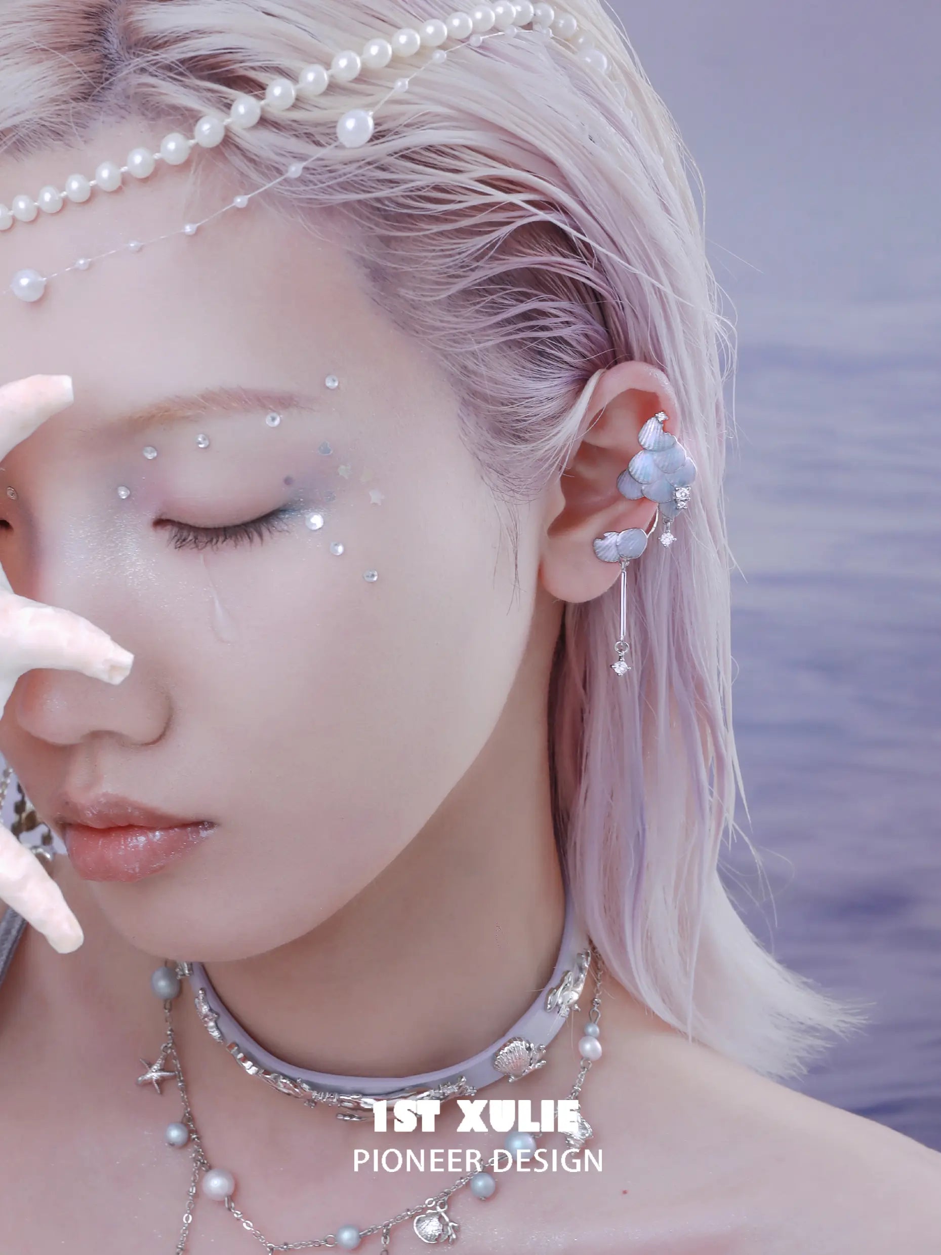 ATLANTIS 18K 플래티넘 도금 오션 월드 피쉬 스케일 이어커프 이어 클립™