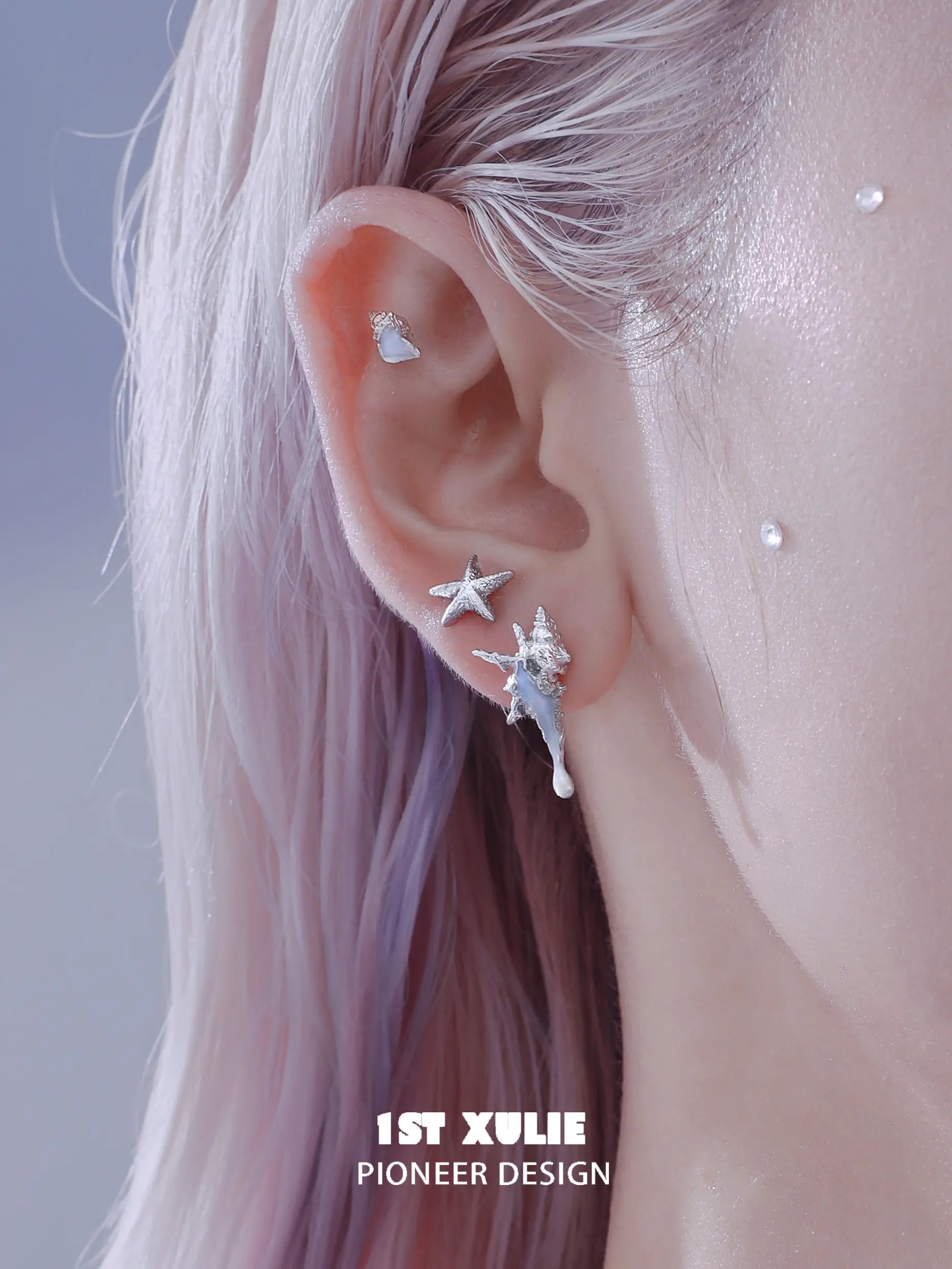 아틀란티스 925 스털링 실버 불가사리 &amp; 조개 스터드 귀걸이™