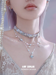 ATLANTIS Pears ＆ Leather Pull-Adjustable Double Layer Conch Choker Necklace™