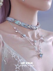 ATLANTIS Pears ＆ Leather Pull-Adjustable Double Layer Conch Choker Necklace™