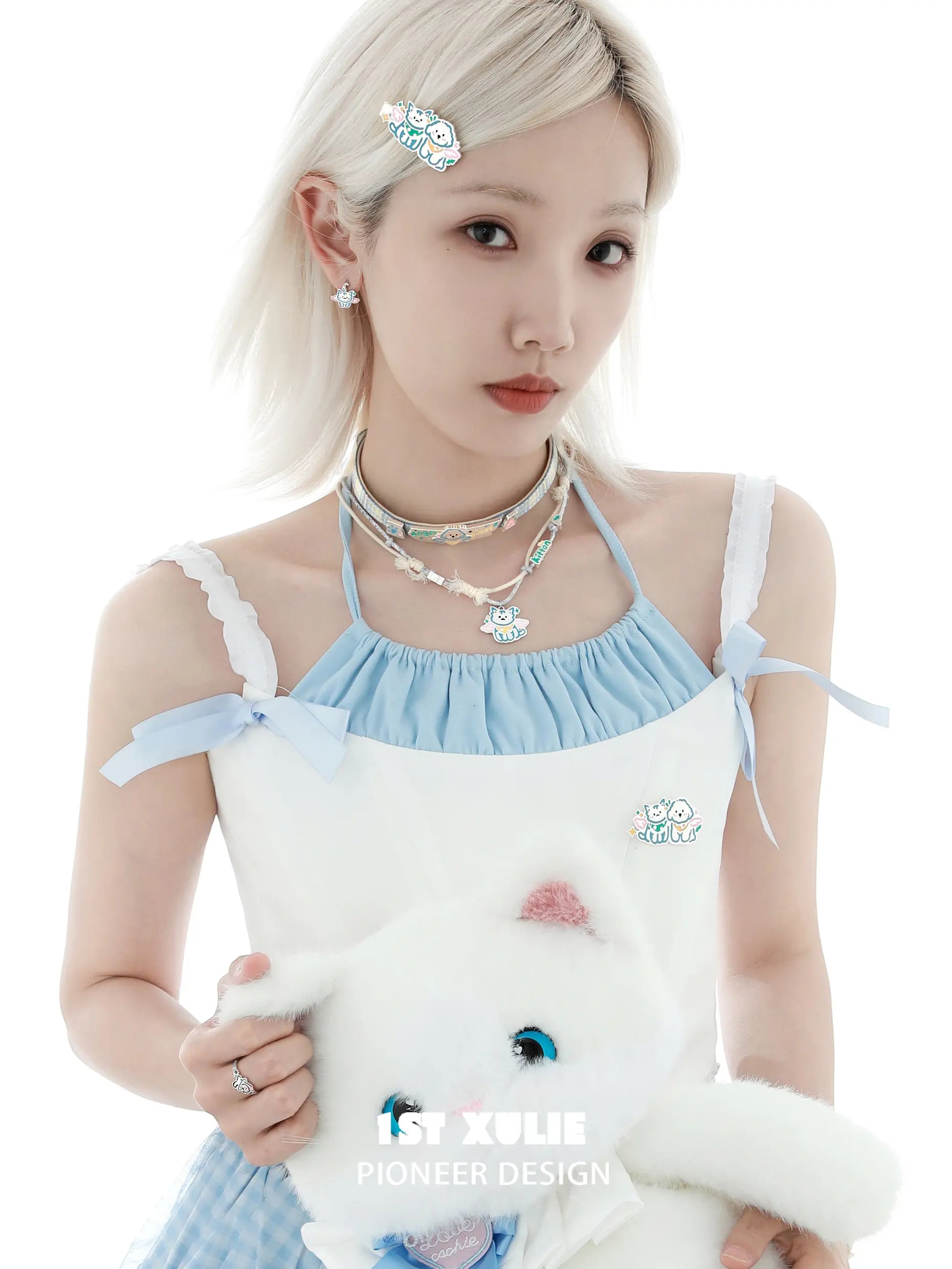 앤젤 큐티 18k 플래티넘 도금 새끼 고양이 &amp; 강아지 브로치™
