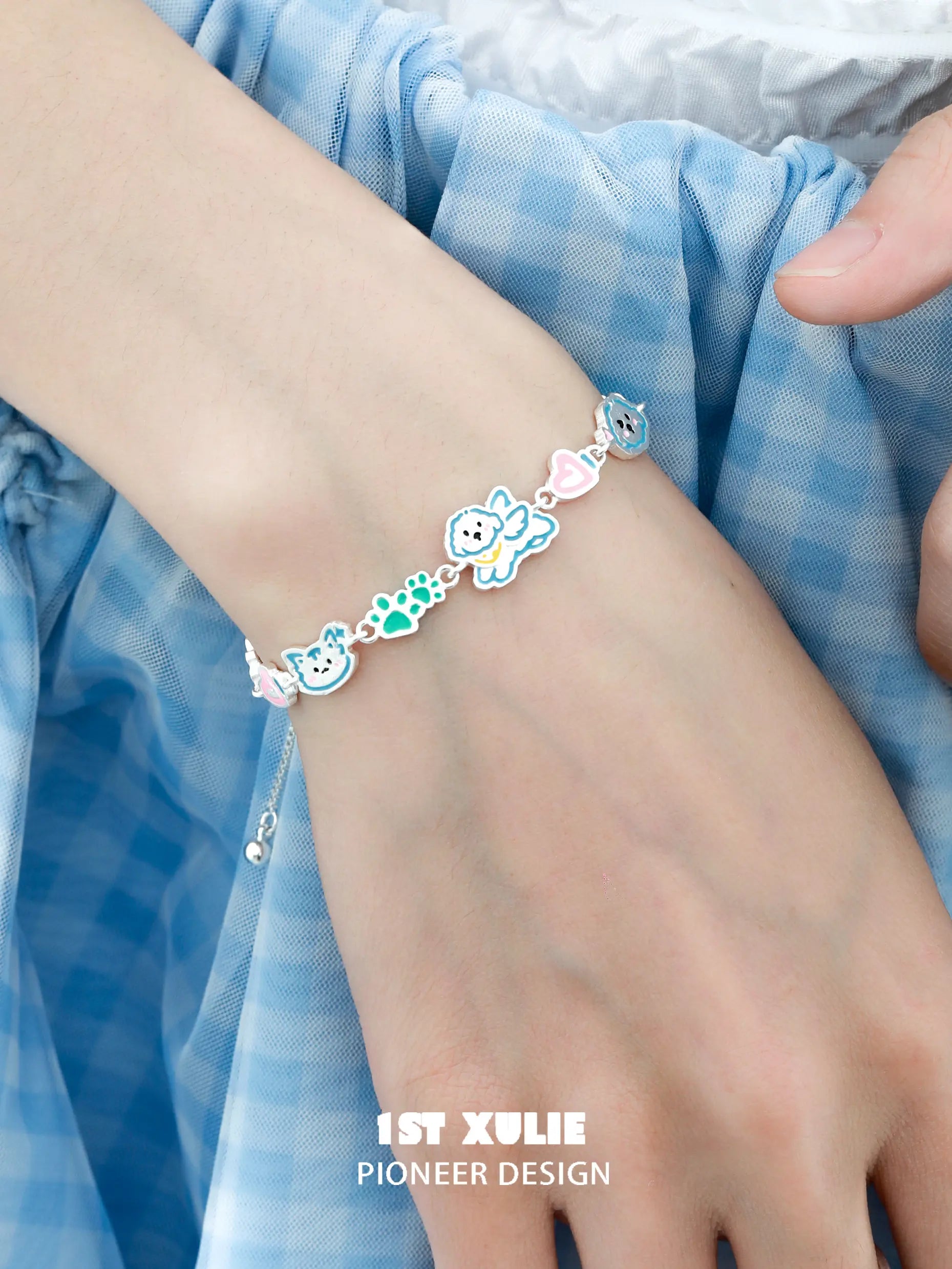 Angel Cuties ハンドペイント カラフルレジン ウルトラファイバーレザーブレスレット™