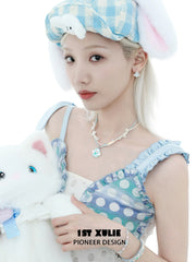 Angel Cuties 18k Platinum Plated Kitten ＆ Puppy Hand-Painted Colorful Resin Necklace™